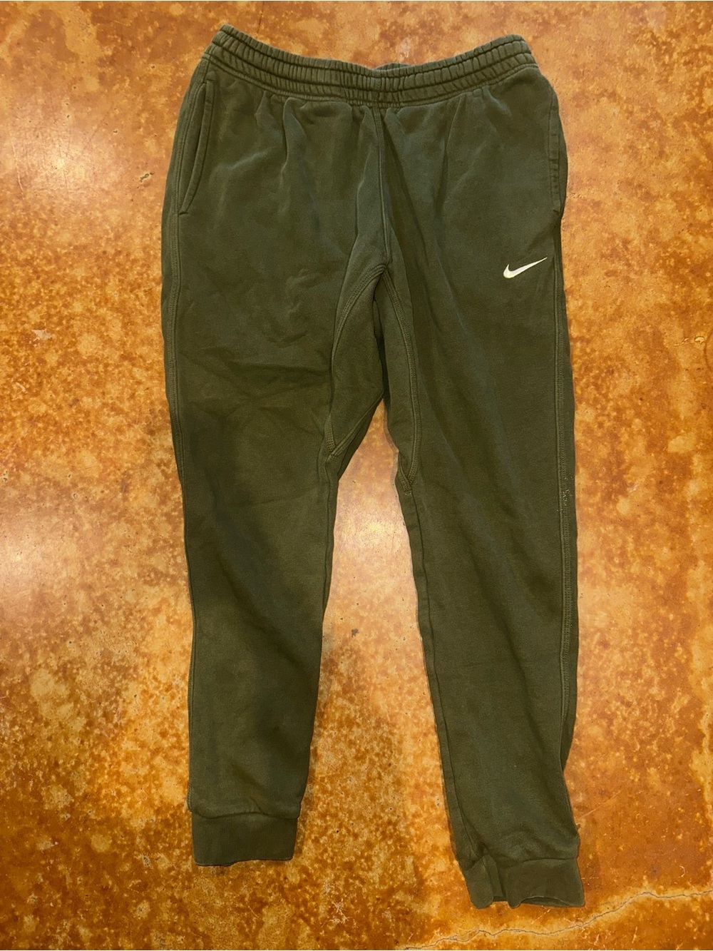 Nike Mens Dark Green Sweat Joggers with White Swoosh